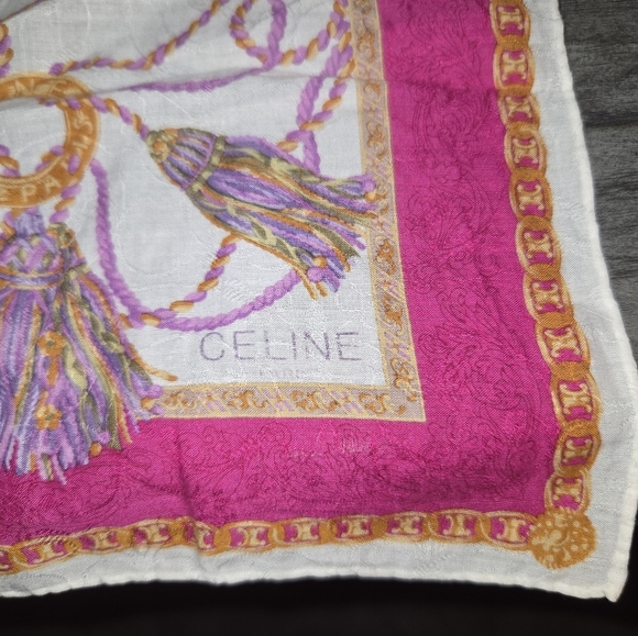 Celine White, Pink, and Purple Tassel Scarf - Picture 3 of 3